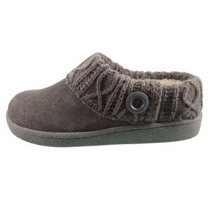 Clarks Willodean Fern Grey Suede Faux Fur Lined Slippers 26134133 Size 6M